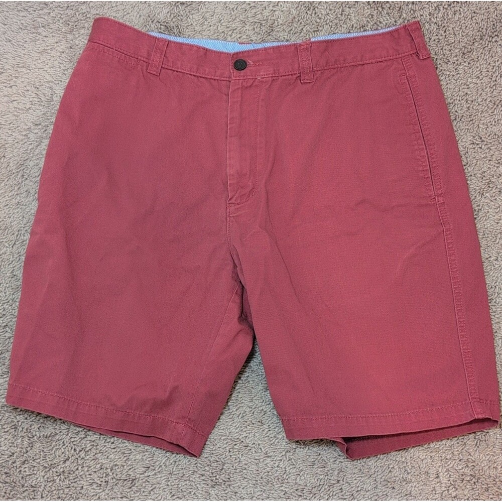 Club Room Cotton Chino Shorts Red Button Pockets Men's Casual Flat Front